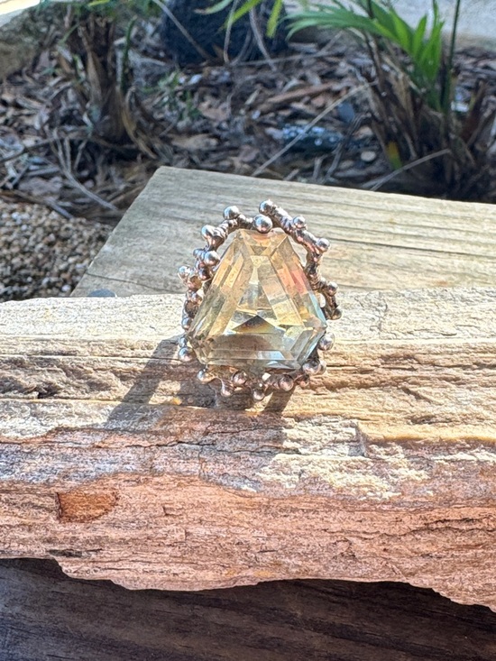 925 Sterling Silver Jewelry - Artisan Sterling SIlver Ring with Citrine